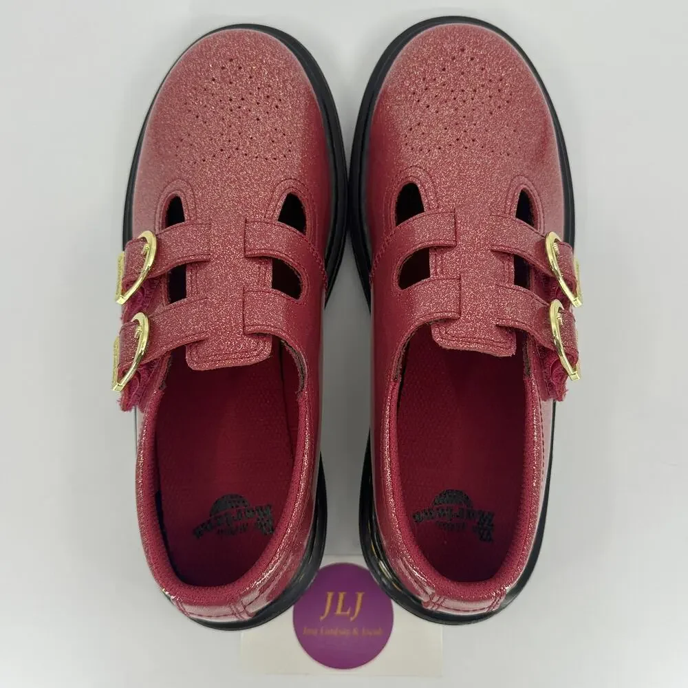 Dr. Martens Women's 8065 Fuchsia Glitter Patent Mary Jane Shoes 8065Y Size 6